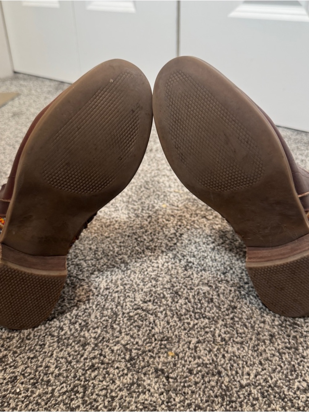 inkkas Brown Leather Ankle Booties with Patterned Heel Panel - Picture 9 of 9
